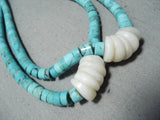 Native American Noteworthy Vintage Santo Domingo Kingman Turquoise Sterling Silver Necklace Old-Nativo Arts