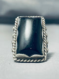 Newsworthy Vintage Native American Navajo Jet Stone Sterling Silver Ring-Nativo Arts
