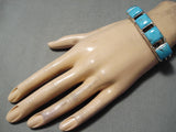 Dynamic Vintage Native American Navajo Blue Diamond Turquoise Sterling Silver Bracelet Old-Nativo Arts