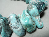 Native American Heavy Nugget 292 Gram Chunk Turquoise Sterling Silver Tubule Necklace-Nativo Arts