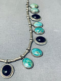 Excellent Vintage Native American Navajo Royston Turquoise & Black Onyx Sterling Silver Necklace-Nativo Arts