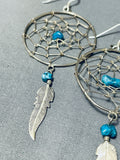 Intricate Vintage Native American Navajo Dreamcatcher Sterling Silver Earrings-Nativo Arts