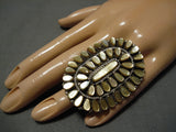 Important Vintage Native American Zuni Griffin Tsabetsaye Pearl Sterling Silver Ring Old-Nativo Arts