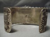 Detailed & Huge!! Vintage Native American Navajo Carico Lake Turquoise Sterling Silver Bracelet-Nativo Arts