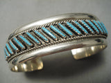 Amazing Vintage Native American Navajo Slanted Turquoise Sterling Silver Native Bracelet-Nativo Arts