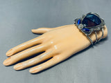 Very Rare Linarite Vintage Native American Navajo Sterling Silver Bracelet-Nativo Arts