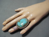 Enormous Earth Blue Turquoise Vintage Native American Navajo Sterling Silver Ring-Nativo Arts