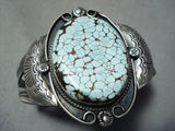 Hueg Vintage Native American Navajo #8 Turquoise Sterling Silver Bracelet-Nativo Arts