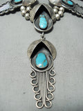 One Of The Best Vintage Native American Navajo Bisbee Turquoise Sterling Silver Necklace-Nativo Arts