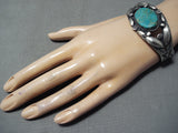 Early Repoussed Galore Vintage Native American Navajo Turquoise Sterling Silver Bracelet-Nativo Arts