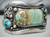 Tremendous Navajo Native American 8 Turquoise Coral Sterling Silver Bracelet-Nativo Arts