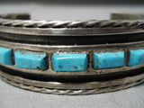 Thicker Heavy Vintage Native American Navajo Carico Lake Turquoise Sterling Silver Bracelet-Nativo Arts