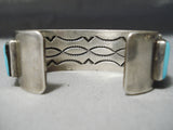 Fantastic Vintage Native American Navajo Sleeping Beauty Turquoise Sterling Silver Bracelet Old-Nativo Arts