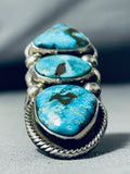 Stunning Native American Navajo Signed 3 Royston Turquoise Sterling Silver Huge Ring-Nativo Arts