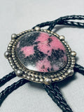 One Of The Most Unique Stone Vintage Native American Navajo Sterling Silver Bolo Tie-Nativo Arts