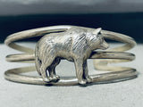 Detailed Wolf Vintage Native American Navajo Sterling Silver Bracelet-Nativo Arts