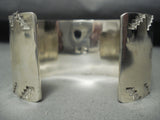 Important Native American Navajo Coral Row Wide Sterling Silver Bracelet Cuff-Nativo Arts