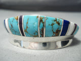 One Of The Most Unique Vintage Native American Navajo #8 Turquoise Sterling Silver Bracelet-Nativo Arts