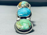 45 Gram Colossal Vintage Native American Navajo Turquoise Sterling Silver Ring-Nativo Arts