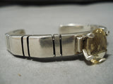 Huge Rare Vintage Native American Navajo Citrine Sterling Silver Bracelet-Nativo Arts
