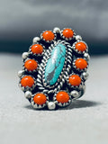Important Kee Family Vintage Native American Navajo Spiderweb Turquoise Sterling Silver Ring-Nativo Arts