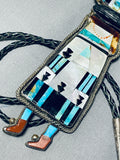 Very Important Shalako Vintage Native American Zuni Turquoise Sterling Silver Bolo Tie-Nativo Arts