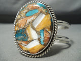 Fantastic Native American Navajo Spiny Oyster & Turquoise Sterling Silver Bracelet-Nativo Arts