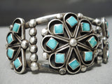 Unique!! Vintage Native American Navajo Freddie Chavez Sterling Silver Turquoise Bracelet-Nativo Arts