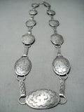 Hand Tooled Quality Vintage Native American Navajo Sterling Silver Concho Necklace Old-Nativo Arts