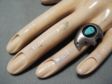 Cute Bear Vintage Native American Navajo Turquoise Sterling Silver Bear Ring Old-Nativo Arts
