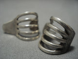 Striking Vintage Native American Navajo Antive American Sterling Silver Earrings-Nativo Arts