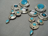 Museum Quality Vintage Native American Navajo Turquoise Chandelier Sterling Silver Earrings-Nativo Arts