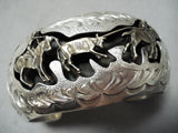 Detailed Al Payton Vintage Native American Navajo Sterling Silver Gold Horse Bracelet-Nativo Arts