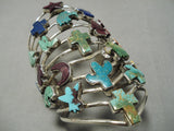 Largest Best Vintage Native American Navajo Turquoise Fetish Sterling Silver Bracelet Old-Nativo Arts