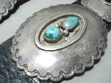 Heavy Thick Old Vintage Native American Navajo Turquoise Sterling Silver Concho Belt Old-Nativo Arts