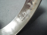 Signed Vintage Navajo Native American Sterling Silver Bracelet Old-Nativo Arts