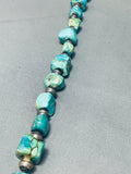 223 Grams Vintage Native American Navajo Turquoise Sterling Silver Bead Necklace Old-Nativo Arts