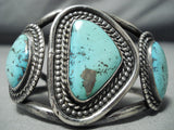 Bolstering Vintage Native American Navajo Old Morenci Turquoise Sterling Silver Bracelet-Nativo Arts