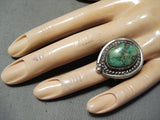 Intense Vintage Native American Navajo Famous Damale Turquoise Sterling Silver Ring Old-Nativo Arts