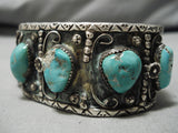 Important Vintage Native American Navajo Art Acoya Turquoise Sterling Silver Bracelet Old-Nativo Arts