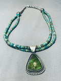 Important Native American Navajo Damale Turquoise Sterling Silver Necklace-Nativo Arts