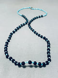 Brilliant Native American Navajo Turquoise Heishi Jet Sterling Silver Necklace-Nativo Arts