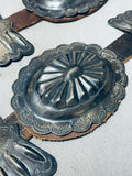 Early Authentic Vintage Native American Navajo Hand Tooled Sterling Silver Concho Belt-Nativo Arts
