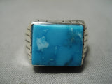 Impressive Vintage Native American Navajo Blue Diamond Turquoise Sterling Silver Ring-Nativo Arts
