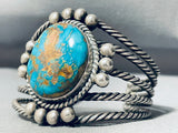Five Coiled Wires Vintage Native American Navajo Turquoise Sterling Silver Bracelet-Nativo Arts