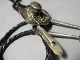 Rare Handmade Cowboy Hat Vintage Navajo Sterling Silver Native American Bolo Tie-Nativo Arts