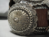 Heavy Vintage Native American Navajo Hand Wrought Sterling Silver Concho Belt Old-Nativo Arts