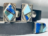 Jon Peters Vintage Native American Navajo Turquoise Sterling Silver Ranger Buckle Set-Nativo Arts