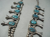 Women's Vintage Native American Navajo Turquoise Sterling Silver Squash Blossom Necklace-Nativo Arts