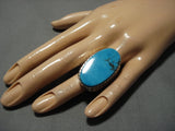 Rare Vintage Native American Navajo Blue Diamond Turquoise Sterling Silver Ring Old-Nativo Arts